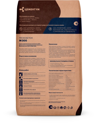 Пескобетон М300 back