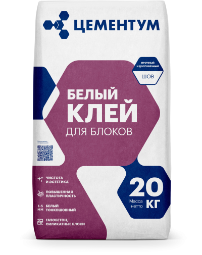 Белый клей для блоков front